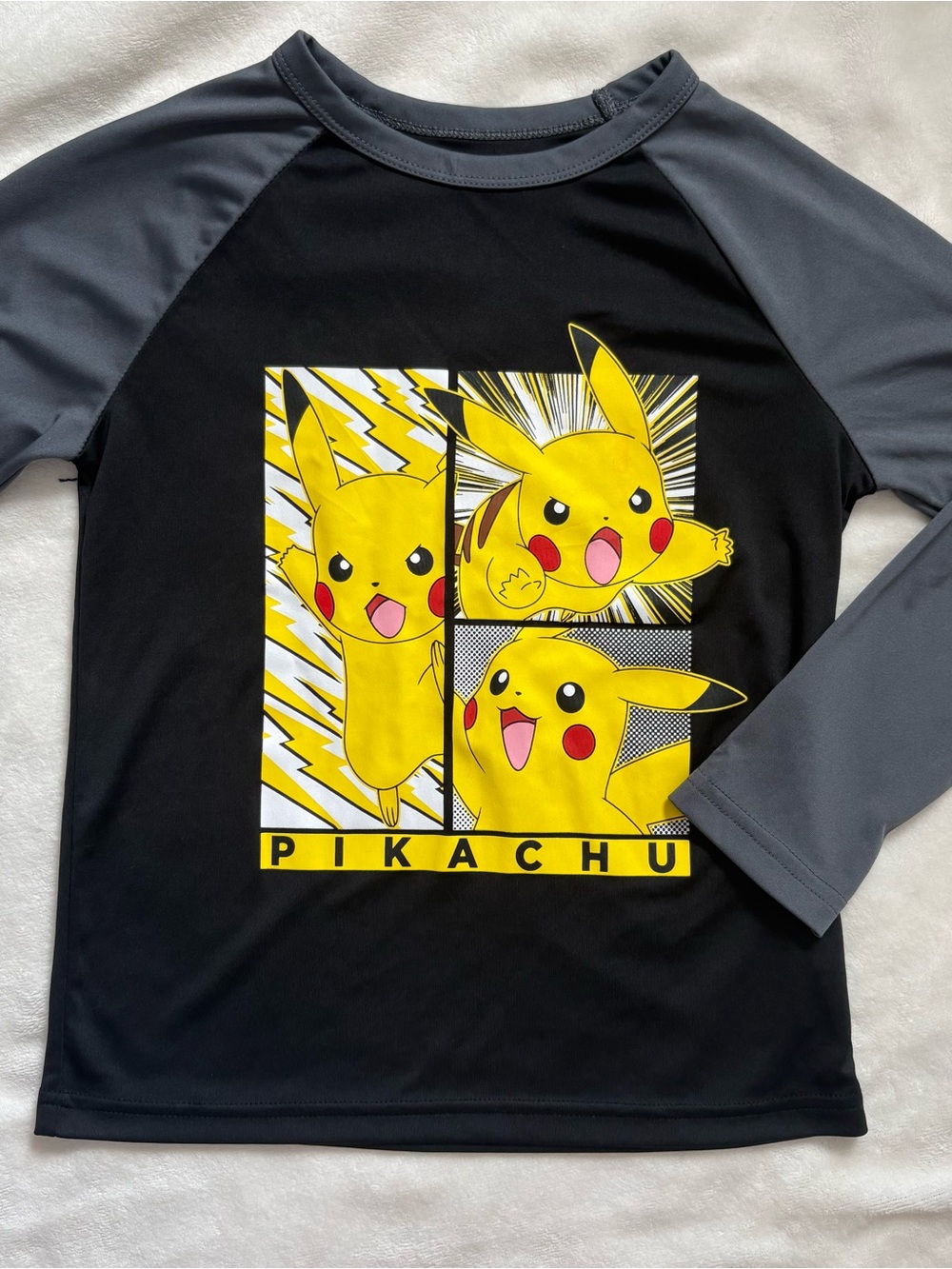 Pikachu Kids' Long Sleeve Shirt - Black & Gray